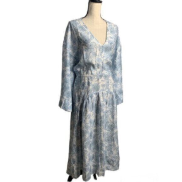 NWT Vince Dahlia Long Sleeve Double V Neck Cut Out Back Dress - Picture 6 of 15